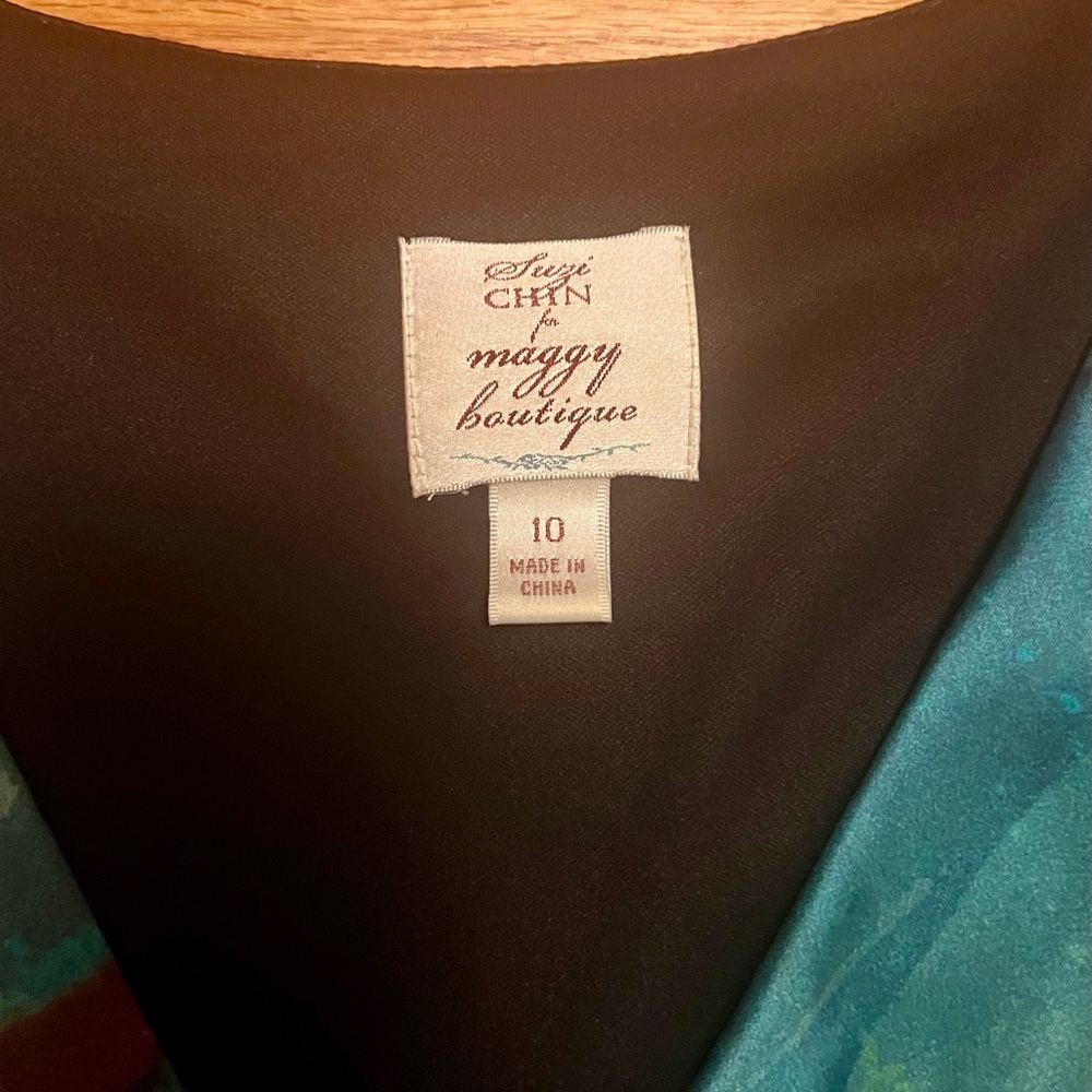 Suzi Chin for Maggy Boutique Women’s Sleeveless Sheath Watercolor Dress-Size 10 - Picture 3 of 5